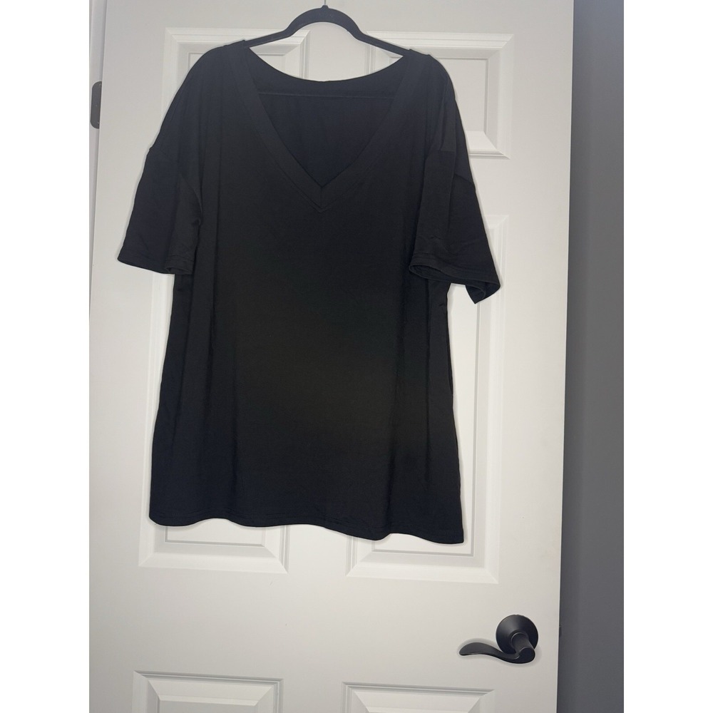 Ekouaer Plus Size 2 Piece Lounge Set 2xl V Neck T Shirt And Shorts Black